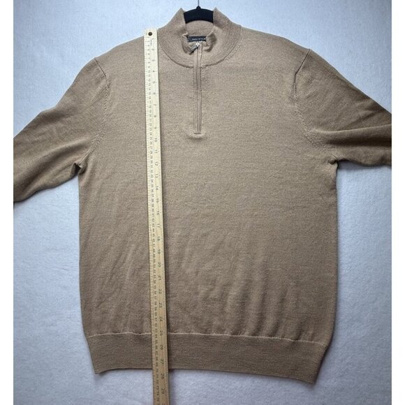 Saks Fifth Avenue Men's Camel Tan Beige Wool Blend 1/4 Zip Pullover Sweater Sz L - Picture 9 of 10